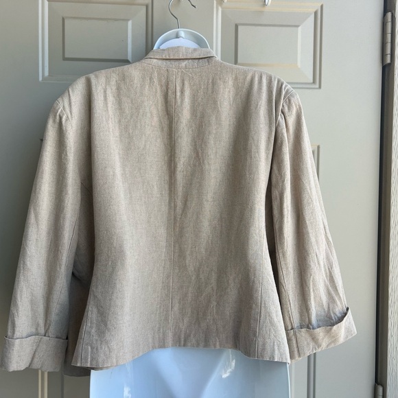 Cato Linen Blazer Womens Size XL Beige Basic Minimal Coastal Simple Jacket - Picture 7 of 9